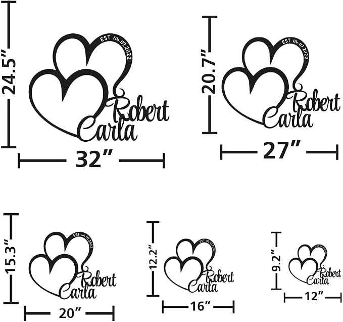 Personalized Valentines Metal Wall Sign, Custom Infinity Heart Love Couple Name - Image 4
