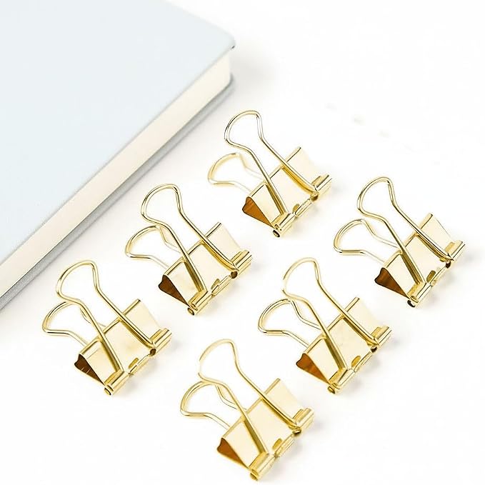 50 Pack Small Gold Binder Clips 3/4 Inch, Colored Little Paper Clamps, Tiny - Image 5