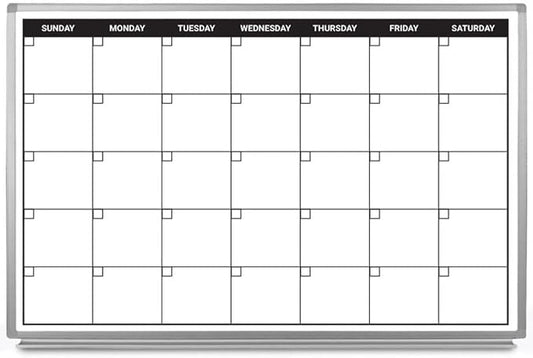 Month Calendar Dry-Erase Scheduling Whiteboard 48" x 36" by CreativeSafetySupply