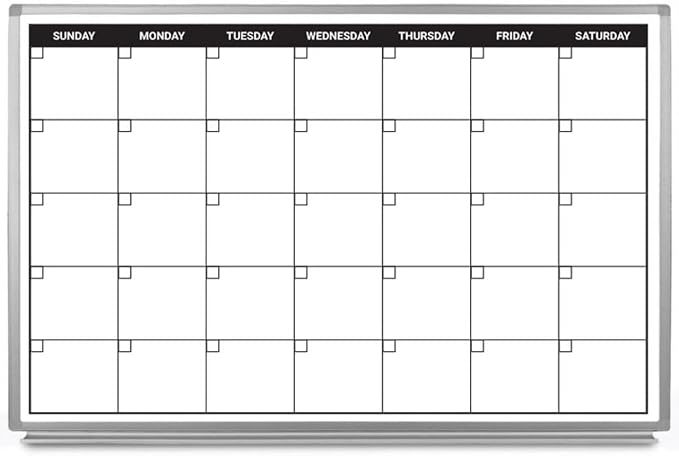 Month Calendar Dry-Erase Scheduling Whiteboard 60" x 40" by CreativeSafetySupply