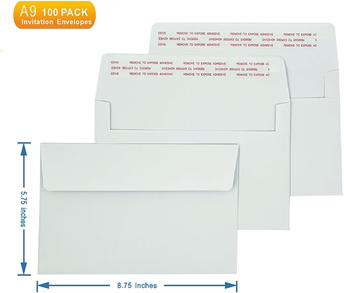 A9 Invitation envelopes（100 PCS 5.75x8.75 in ）- windowless design 120GSM white - Image 2