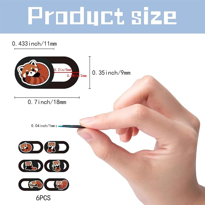 6Pcs 6 Styles Red Panda Camera Cover Slide Cute Privacy Guard Accessories - Image 2