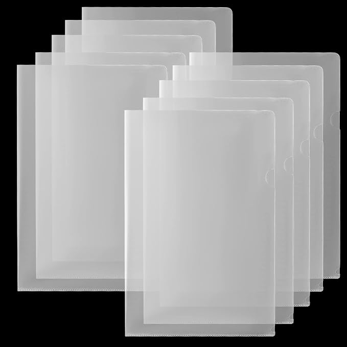 12 Packs Legal Size Clear Project Pocket Sleeves 9”x14.5”L-Type Plastic Folders by XUWAIDSGN