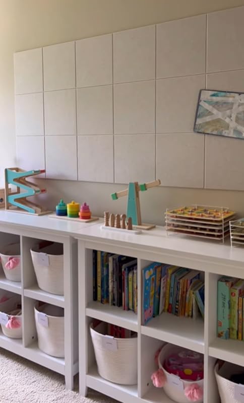 Large Cork Board Alternative - 12-Pack Felt Wall Tiles with Safe Removable Adhesive Tabs, Cork Wall Tiles Bulletin Board Home Office Essentials - Ivory-DeskLoop Office