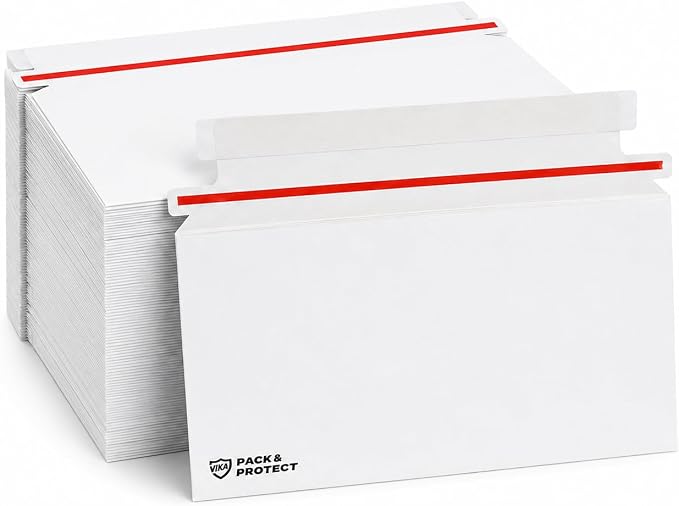 VIKA 100 Pack Trading Card Shipping Envelopes 7"x4.35", Self-Adhesive, Premium by VIKA