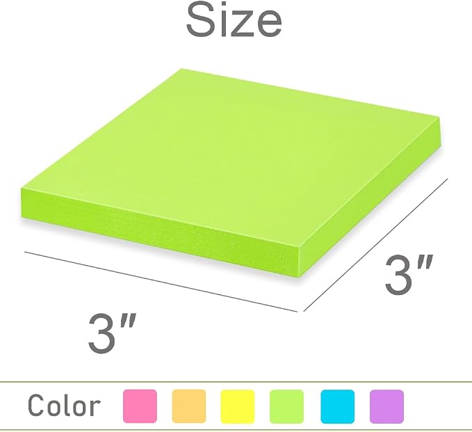Sticky Notes 3x3 in Post Bright Stickies Colorful Super Sticking Power Memo Pads - Image 3