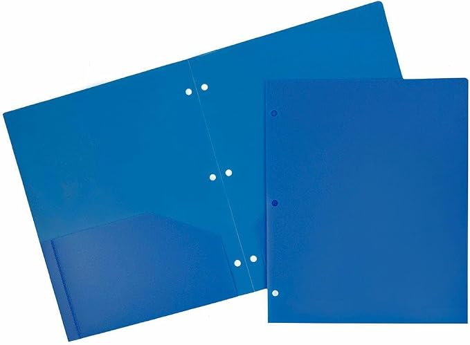 JAM PAPER Heavy Duty Plastic 3 Hole Punch Pocket Folders by JAMPaper