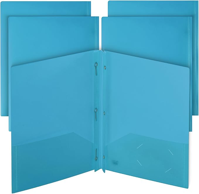 Mr. Pen- Plastic Folders with Pockets and Prongs, 5 Pack, Letter Size | Pocket by MrPen