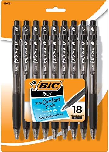 BIC BU3 Grip Retractable Ballpoint Pen, Medium Point, Retractable Black - Image 4