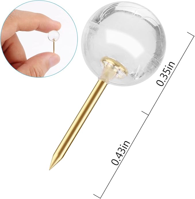 Push Pins 1/3 Inch Gold Map Tacks 100-Count Large Size Pins Golden Steel Point - Image 3