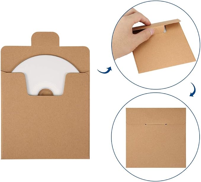 ValBox CD Sleeves 100 Packs Kraft Paper Envelopes 5 x 5 Inches Brown DVD Paper - Image 3