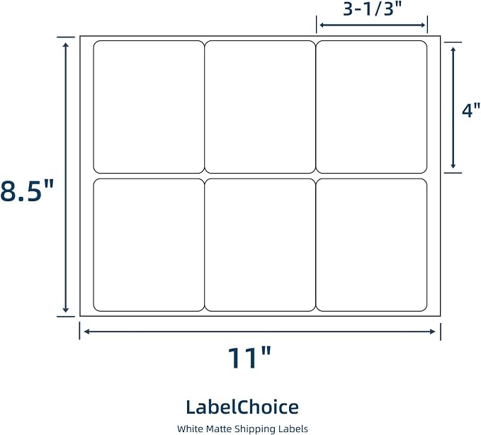 500 Sheets 3000 Pcs 3-1/3 x 4 6 Up Shipping Address Labels - Image 2