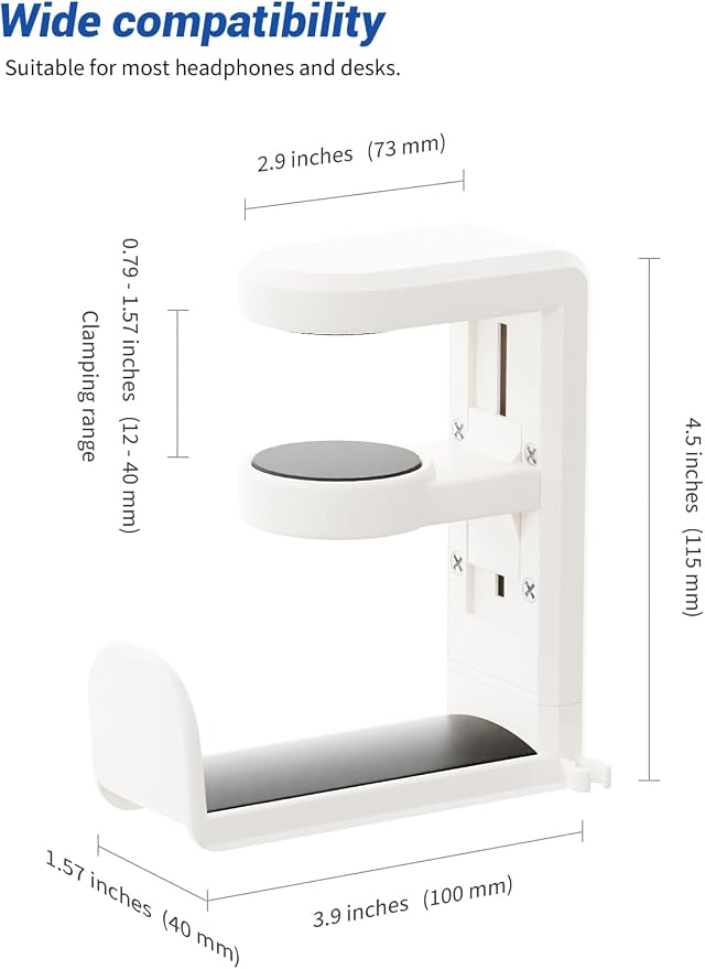 Headphone Hook Under Desk Holder 360-Degree Adjustable Rotation, easy spring - Image 5
