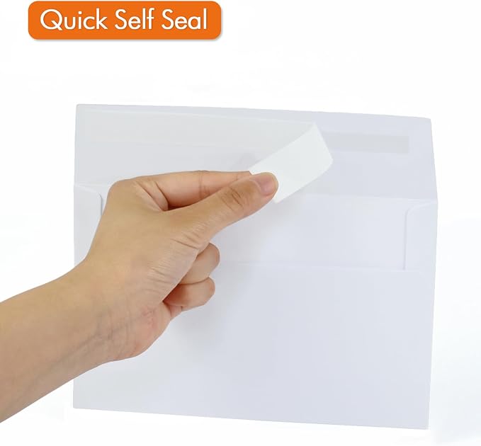 A9 Invitation Envelopes 50 Pack White 5 3/4 x 8 3/4 Inches Self Seal Printable - Image 6