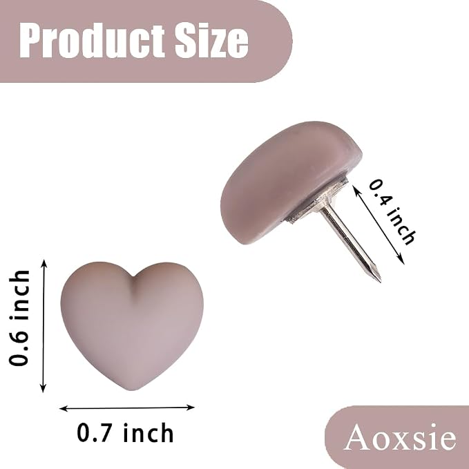 28pcs Decorative Heart Push Pins Grey Purple Thumbtacks Thumb Tacks - Image 2