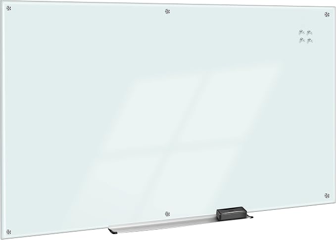 Amazon Basics Glass Dry-Erase Board, Magnetic Frameless Whiteboard, 96W" x 48H" by AmazonBasics
