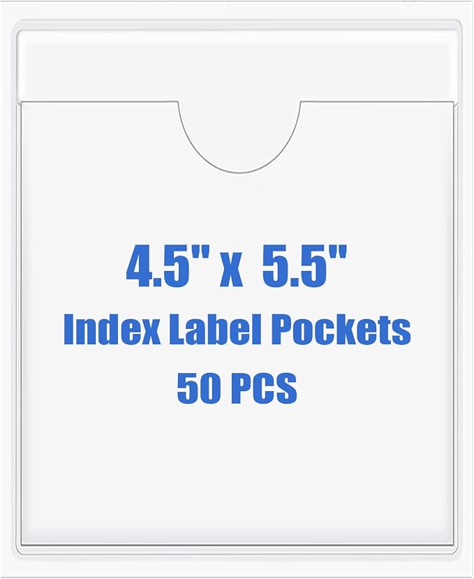 Origin-Joy 50 PCS Self-Adhesive Index Label Pockets by Origin-Joy