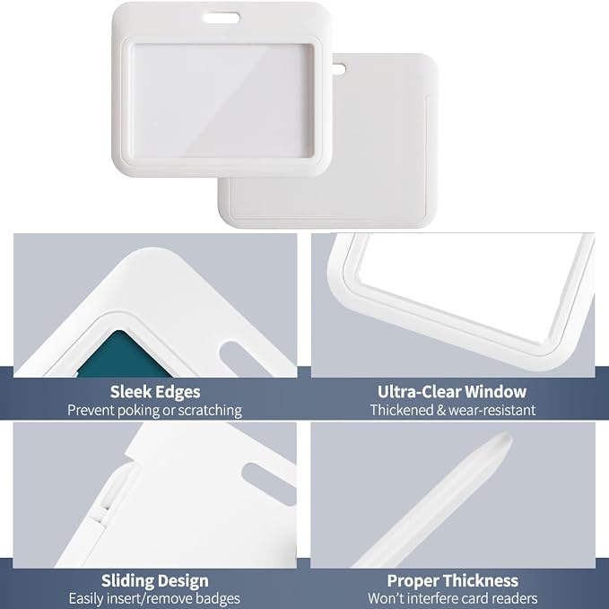 15 Pack Sliding ID Badge Holder Horizontal Hard Plastic Card Case Protector - Image 4