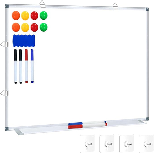 H-Qprobd White Board Dry Erase Whiteboard for Wall, 18"x24" Hanging Wall Mounted Magnetic Whiteboard Aluminium Frame for Home, Office, School, Kitchen-DeskLoop Office