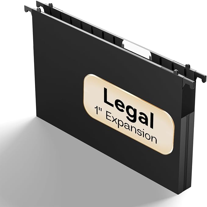 Plastic Legal Size Hanging File Folders, Heavy Duty 1 Inch Expansion, 12 Pack by NORDUN
