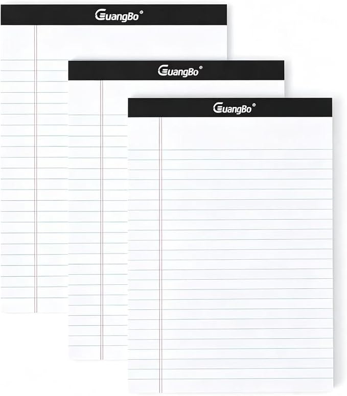 3 Pack White Legal Pads 8.5 x 11 Wide Ruled Note Pad 50 Sheets Notepads Micro by GUANGBO