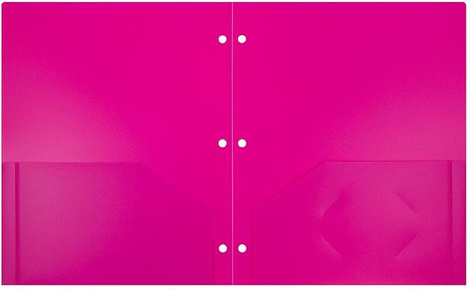 JAM PAPER Heavy Duty Plastic 3 Hole Punch Pocket Folders - Image 3
