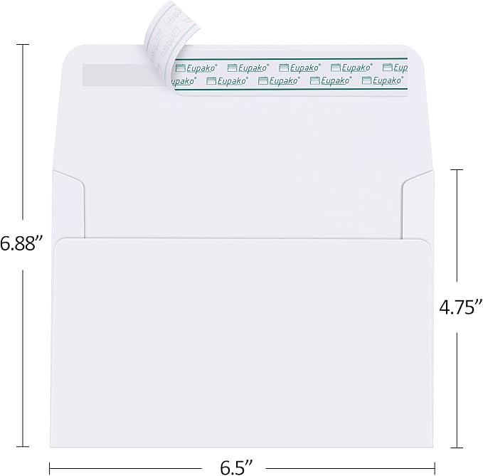 Eupako A6 White Envelopes 4x6, 250 Pack Self Seal Envelopes - Image 2