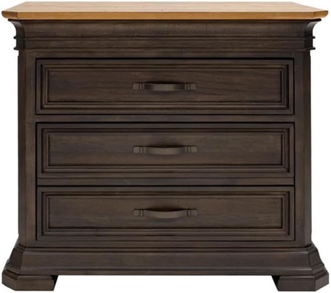 BOWERY HILL Executive Lateral File with Solid Wood Plank Top in Brown-DeskLoop Office