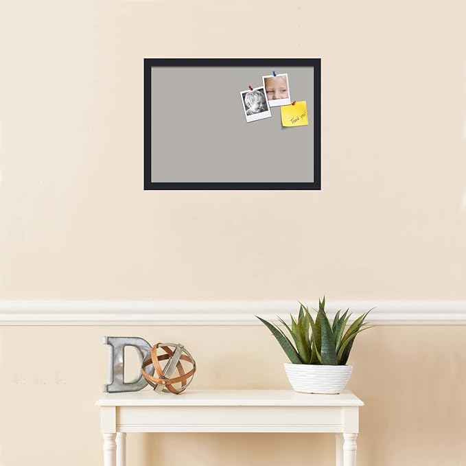 PinPix 21x15 Inch Cork Bulletin Board. This Decorative Framed Pin Board Comes with Dark Stone Design and a Satin Black Frame. Ideal for Home Office Decor or Message Board (PinPix-1808)-DeskLoop Office
