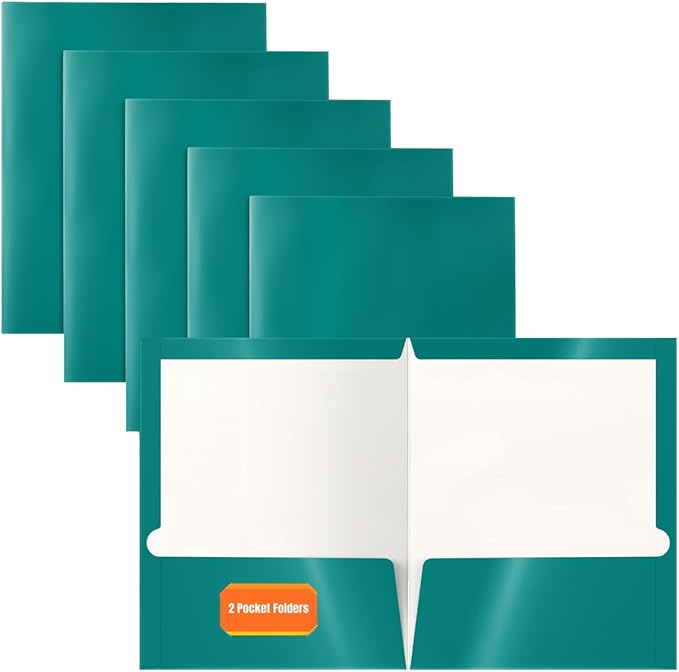2 Pocket Glossy Laminated Paper FOLDERS Portfolio Letter Size by BetterOfficeProducts