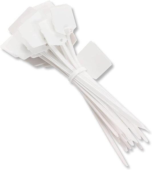 4 in Marker Nylon Cable Ties, Plastic Water Proof Tags, Self-Locking Written-on by QSFPTEK