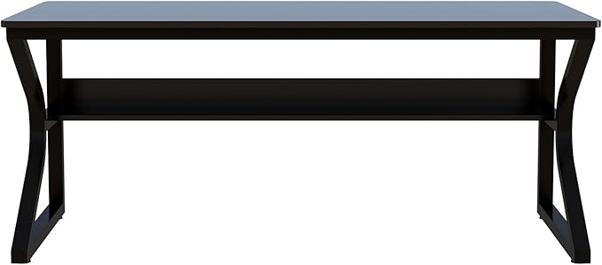 Extra Long Desk with Bookshelf - 63" Double Long Writing Table for 2-Person Workstation, Modern Study Work Computer Desk for Home and Office, Black-DeskLoop Office
