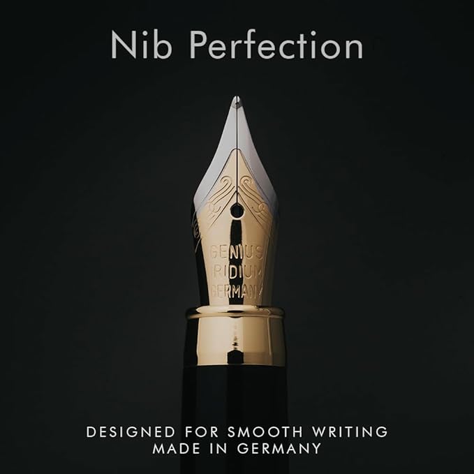 Wordsworth & Black Fountain Pen Set, Luxury Bamboo Wood - Medium Nib, Gift Case; Includes 6 Ink Cartridges, Ink Refill Converter -Journaling, Calligraphy, Drawing, Smooth Writing [Brown Wood]-DeskLoop Office