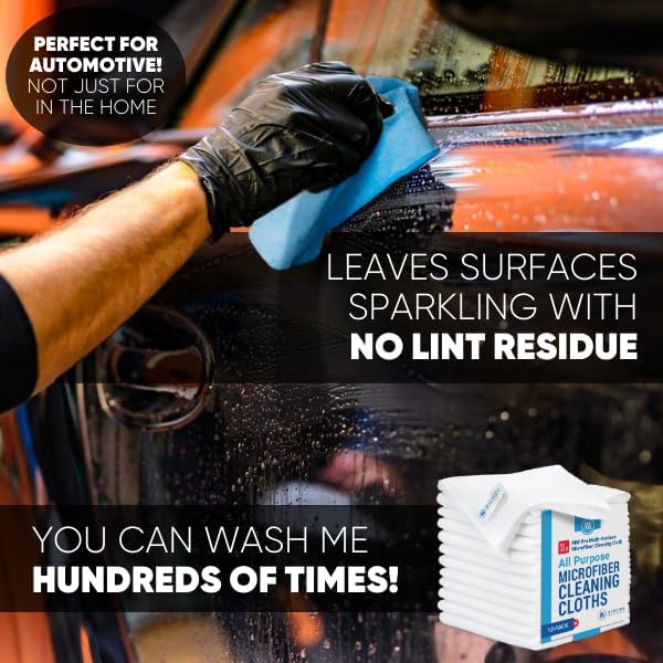 12" x 12" MW Pro Multi-Surface Microfiber Cleaning Cloths | White - 12 Pack | Premium Microfiber Towels for Cleaning Glass, Kitchens, Bathrooms, Automotive, Supplies & Products-DeskLoop Office