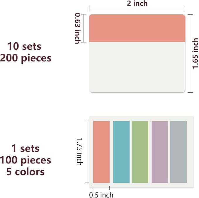 ELII 300 Pcs Tabs 2 Inch Sticky Index Tabs, Writable and Repositionable Book Tabs Page Tabs Colored Page Markers, Tabs for Books, Notebook Tabs, Tabs for Annotating Books (Pastel)-DeskLoop Office