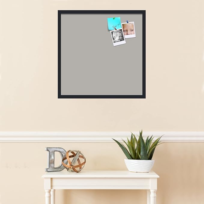 PinPix 24x24 Inch Cork Bulletin Board. This Decorative Framed Pin Board Comes with Dark Stone Design and a Satin Black Frame. Ideal for Home Office Decor or Message Board (PinPix-1808)-DeskLoop Office
