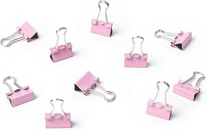 50 Pack Small Pink Binder Clips 3/4 Inch, Colored Little Paper Clamps, Tiny - Image 5