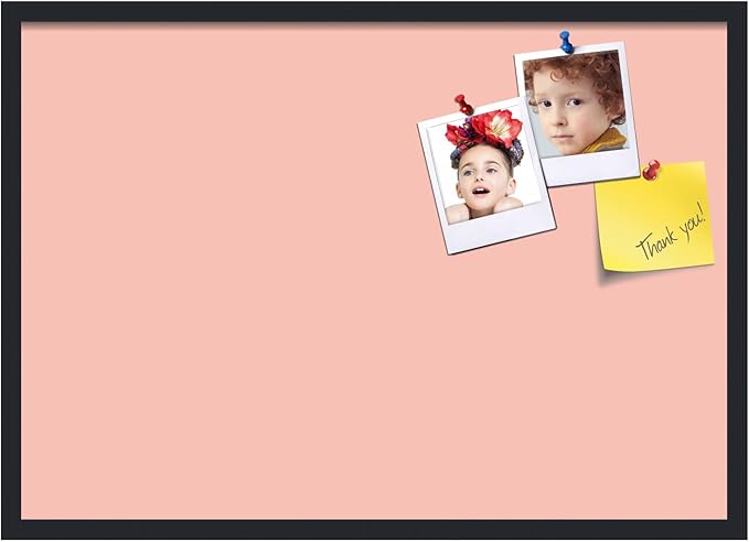 PinPix 34x24 Inch Cork Bulletin Board. This Decorative Framed Pin Board Comes with Pink Pastel Design and a Satin Black Frame. Ideal for Home Office Decor or Message Board (PinPix-1813)-DeskLoop Office