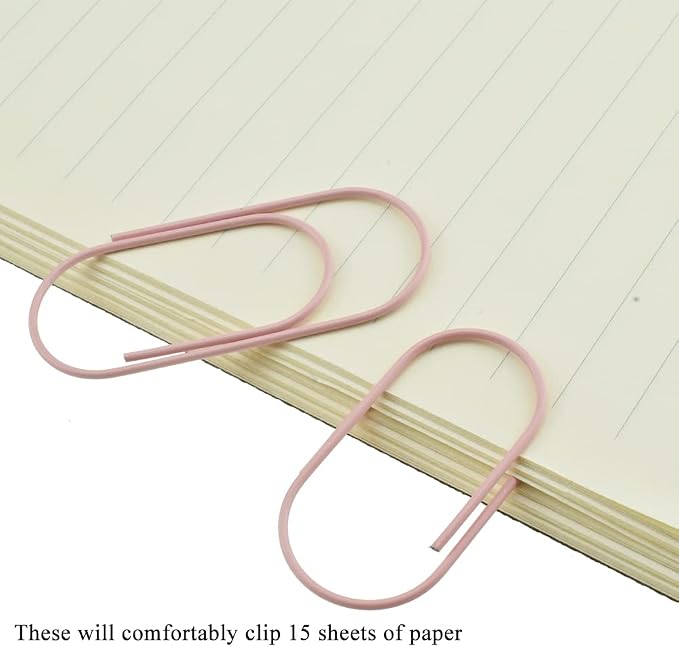 HAHIYO Paper Clips 2 inches Length Pink Wide Paperclips Vinyl Coated Prevent - Image 5