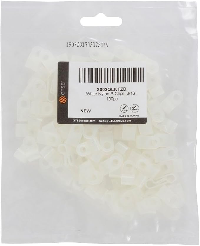 GTSE White Nylon Plastic Cable Clamps, 3/16" Screw Mounts - Image 5
