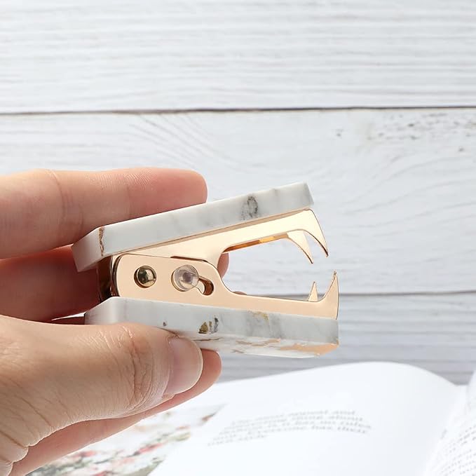 1PC Marble Gold Line Gold Staples Remover Acrylic Luxury Yellow Golden Metal - Image 8