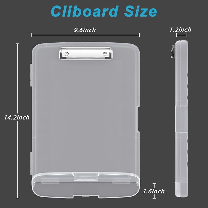Rimilak Plastic Clipboard with Storage, 8.5 x 11 High Capacity Folio Nursing - Image 2