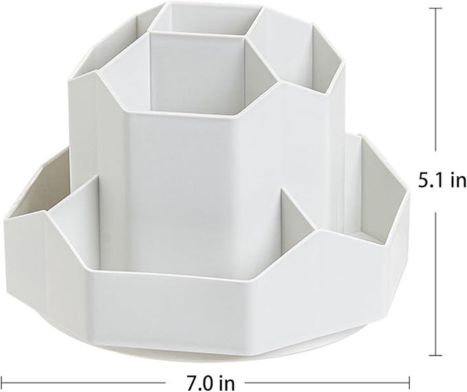 Pencil Pen Holder for Desk, 9 Slots 360 Degree Rotating Desk Organizer, Desktop Storage Pen Organizers Stationery Supplies, Cute Pencil Cup Pot for Office School Home & Art Supplies (Grey)-DeskLoop Office