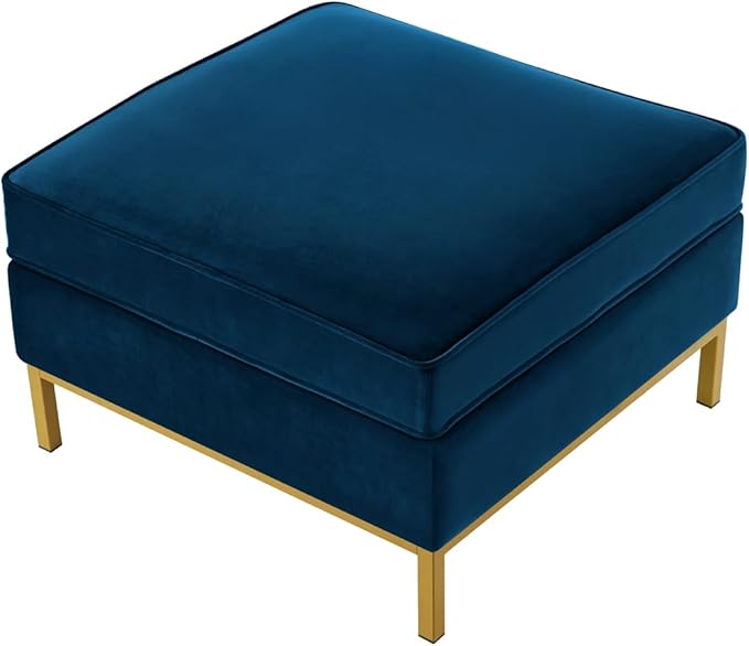 24KF Large Square Couch Ottoman, Velvet Ottoman with Padded Cushion, Large Foot Rest for Living Room - Navy-DeskLoop Office