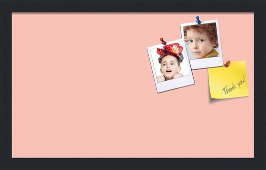 PinPix 20x12 Inch Cork Bulletin Board. This Decorative Framed Pin Board Comes with Pink Pastel Design and a Satin Black Frame. Ideal for Home Office Decor or Message Board (PinPix-1813)-DeskLoop Office