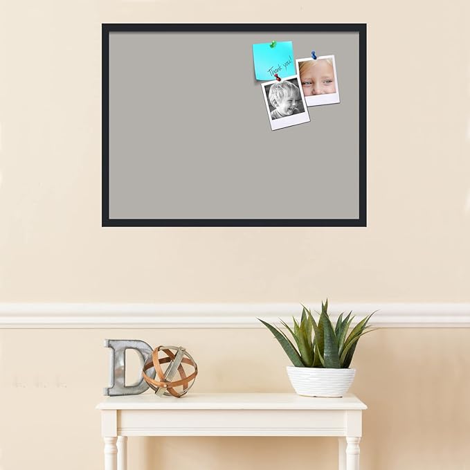 PinPix 32x24 Inch Cork Bulletin Board. This Decorative Framed Pin Board Comes with Dark Stone Design and a Satin Black Frame. Ideal for Home Office Decor or Message Board (PinPix-1808)-DeskLoop Office