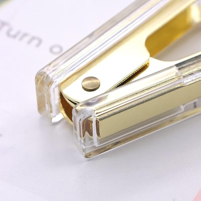 NatSumeBasics Clear Acrylic Staple Remover 2pcs Cute Gold Staple Stapler - Image 3