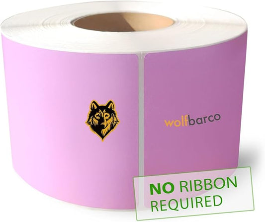 Direct Thermal Paper Label/IndustrialGrade 4" x 6", with Perforation, 3" Core, 8" OD,1000 Pcs/Roll (4Roll/Box) - Purple-DeskLoop Office