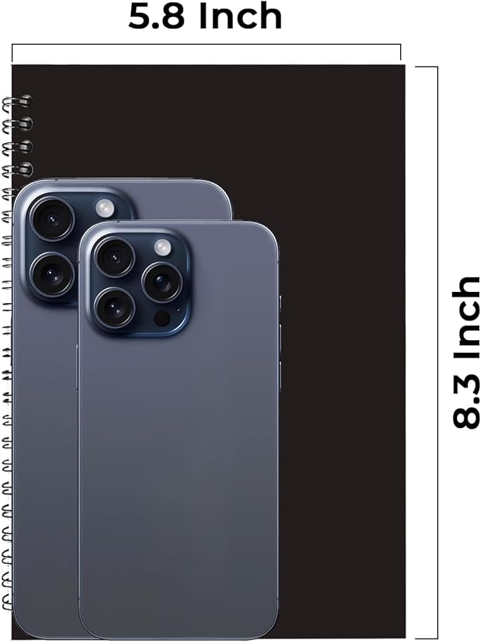 48 Pack Spiral Notebook, 5.8 x 8.3, 120 Pages (60 Sheets),100 GSM Paper Ruled Notebooks, Water Resistant Black Cover, Bulk A5 Journal for Women & Men, Daily Wrting Small Book, School, Office-DeskLoop Office