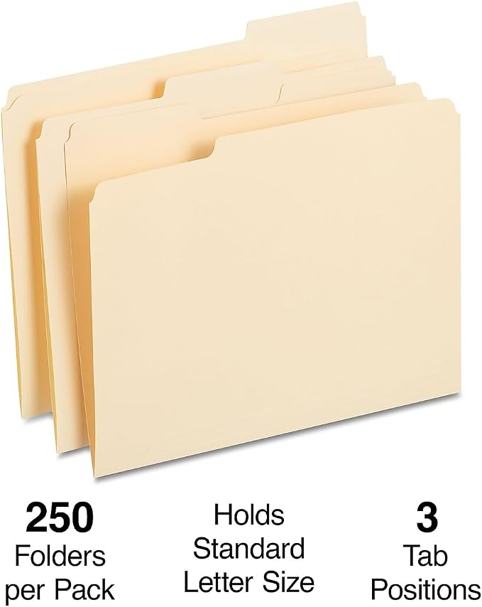 Staples Reinforced File Folders, Letter Size, 1/3‑Cut Tabs, Heavy‑Duty - Image 4